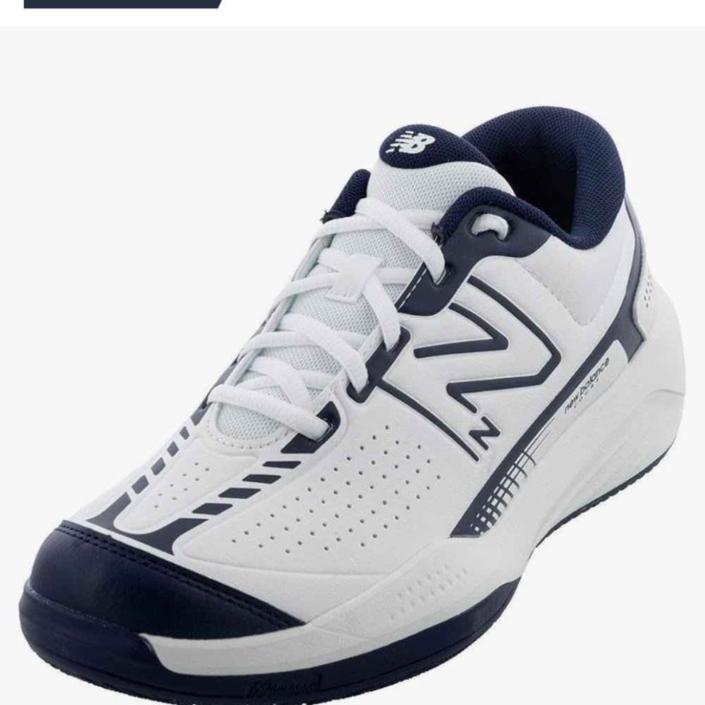 New Balance MCH696W5 White and Dark Blue Athletic Tennis Shoe